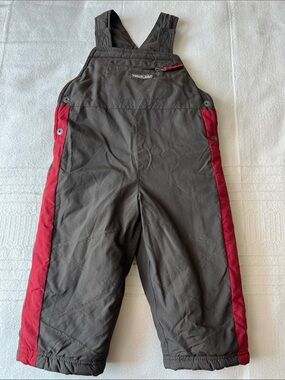 Timberland Boys' Dark Gray Cargo Bib Pants with Red Side Panels